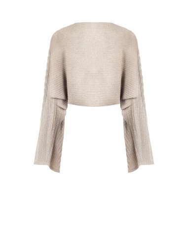 Bolero Amplo em Malha Trançada com Fio de Lurex Rinascimento