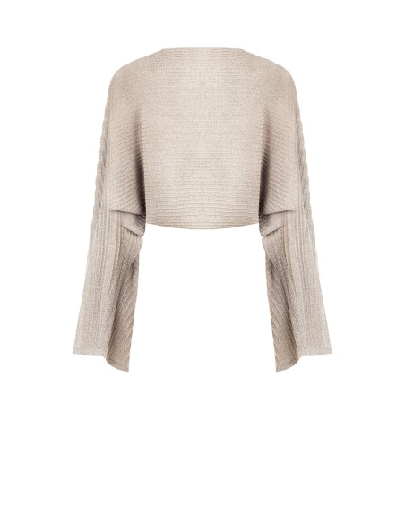 Bolero Amplo em Malha Trançada com Fio de Lurex Rinascimento
