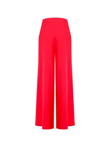 Calças Palazzo Extra Largas em Tecido Fluido com Bolsos e Fecho Lateral Rinascimento