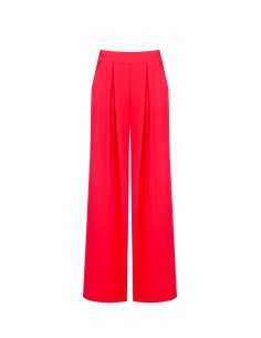 Calças Palazzo Extra Largas em Tecido Fluido com Bolsos e Fecho Lateral Rinascimento