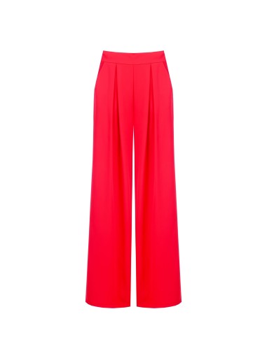 Calças Palazzo Extra Largas em Tecido Fluido com Bolsos e Fecho Lateral Rinascimento