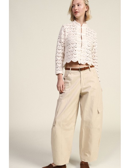 Calças Palazzo Cropped com Bolsos Cargo Laterais Dixie