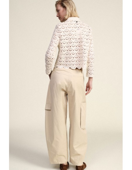 Calças Palazzo Cropped com Bolsos Cargo Laterais Dixie