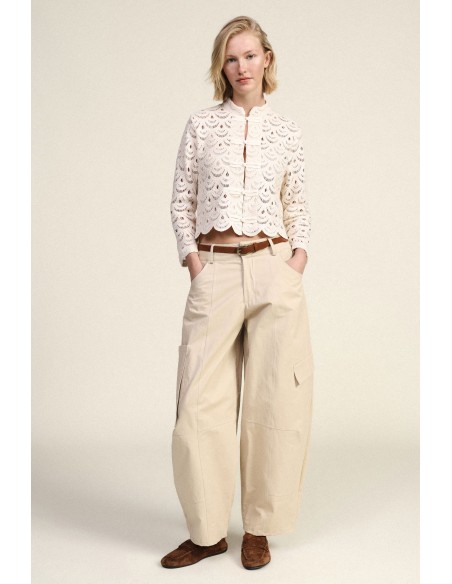 Calças Palazzo Cropped com Bolsos Cargo Laterais Dixie