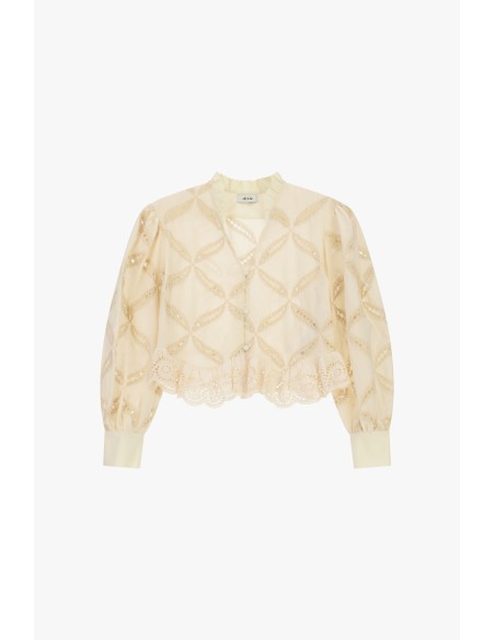 Camicia Ricamata Con Maniche Ampie E Orlo Smerlato Dixie - Vestiti ...