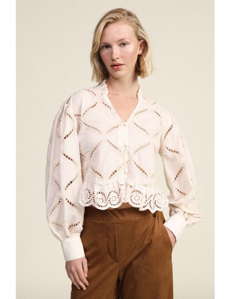 Camicia Ricamata Con Maniche Ampie E Orlo Smerlato Dixie - Vestiti ...