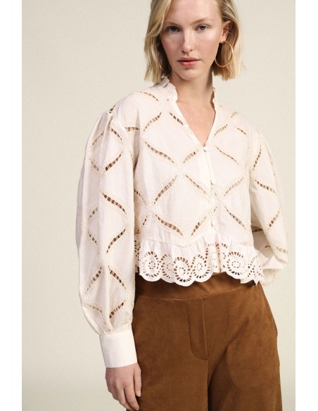 Camicia Ricamata Con Maniche Ampie E Orlo Smerlato Dixie - Vestiti ...