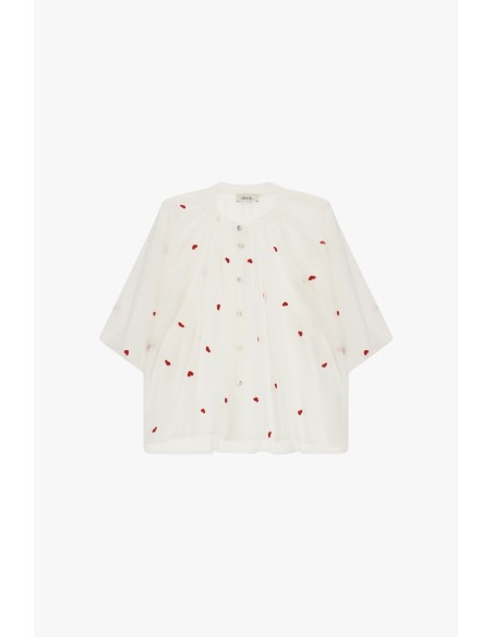 Camisa ampla com mangas curtas e detalhes bordados Dixie
