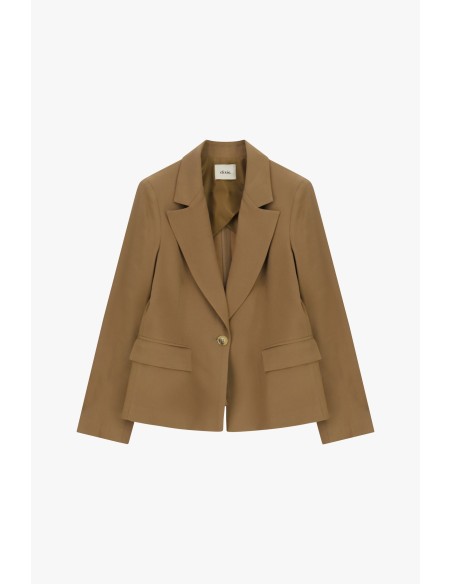 Blazer de um só peito com bolsos com aba Dixie