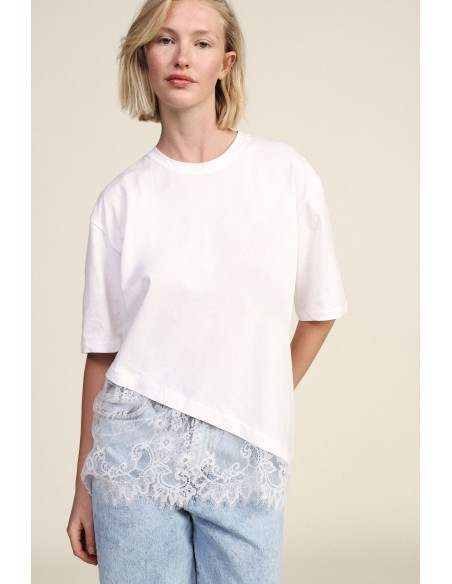 T-Shirt Mangas Curtas Com Detalhes Assimétricos Dixie