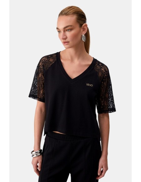 T-shirt com detalhes em renda Liu Jo