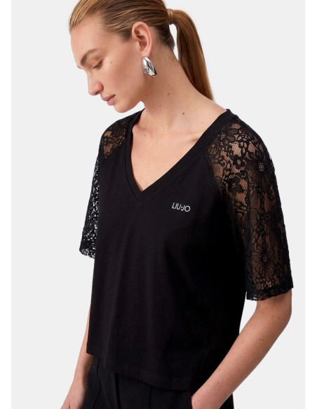 T-shirt com detalhes em renda Liu Jo