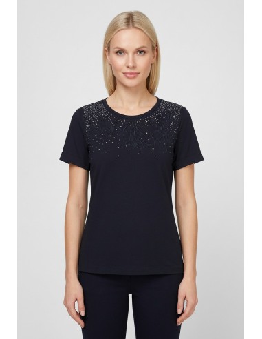 T-shirt com strass e bordado floral Liu Jo