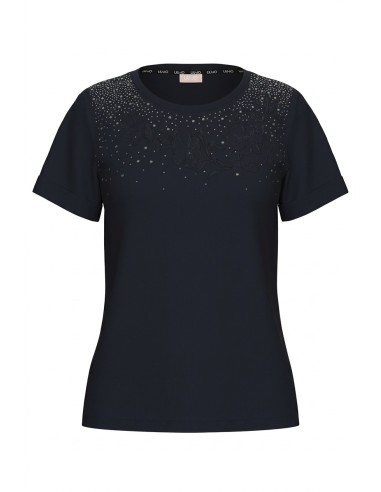 T-shirt com strass e bordado floral Liu Jo