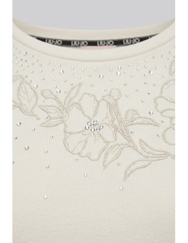 T-shirt com strass e bordado floral Liu Jo