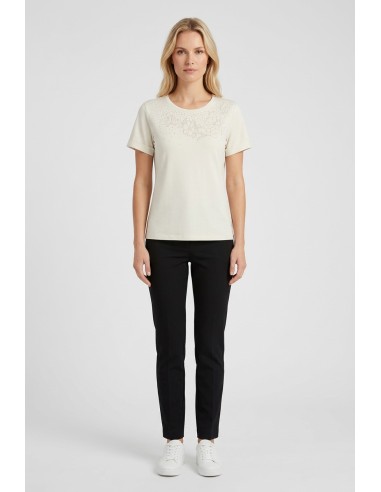 T-shirt com strass e bordado floral Liu Jo