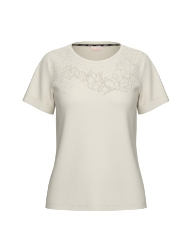 T-shirt com strass e bordado floral Liu Jo