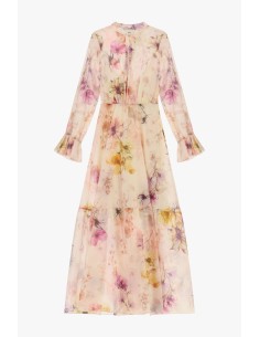 Vestido Longo Com Estampa Floral E Mangas Evasê Dixie