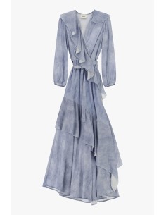 Vestido Longo Cruzado com Folhos Assimétricos Dixie