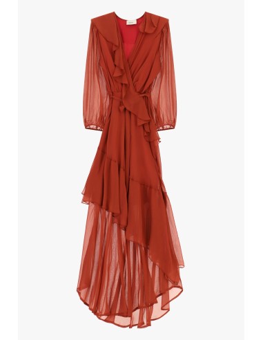 Vestido Longo Com Folhos Assimétricos E Cinto Dixie