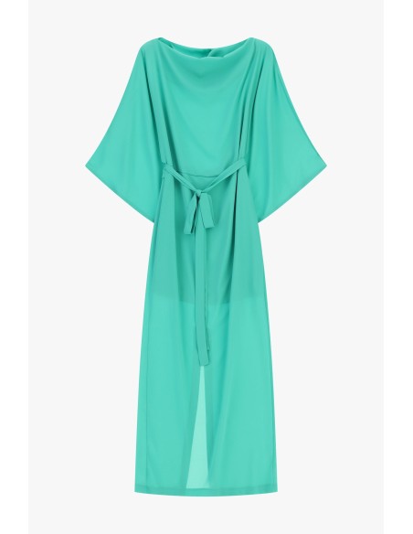 Vestido midi com mangas amplas e cinto Dixie