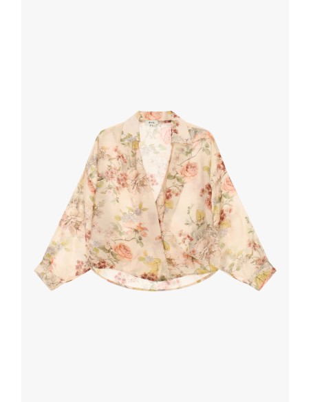 Blusa Ampla com Estampa Floral e Gola de Lapela Dixie