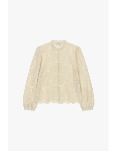 Blusa de renda com fecho em laços e borda ondulada Dixie