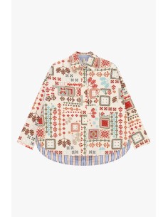 Casaco-Camisa Con Motivo Geométrico E Barra Arredondada Dixie
