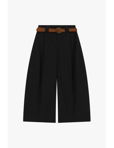 Calças Palazzo Culotte de Cintura Alta com Cinto Dixie