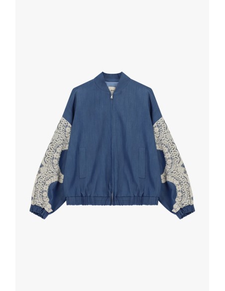 Bomber Com Mangas Trabalhadas E Fecho Frontal Dixie