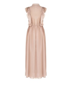 Vestido longo evasé em lyocell ultraleve com folhos e detalhes vazados Rinascimento 2