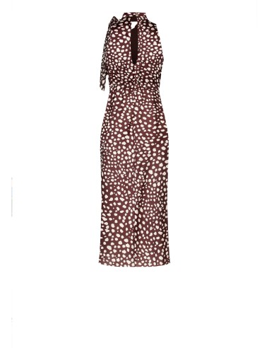 Vestido Midi em Cetim com Decote em V e Laço Rinascimento