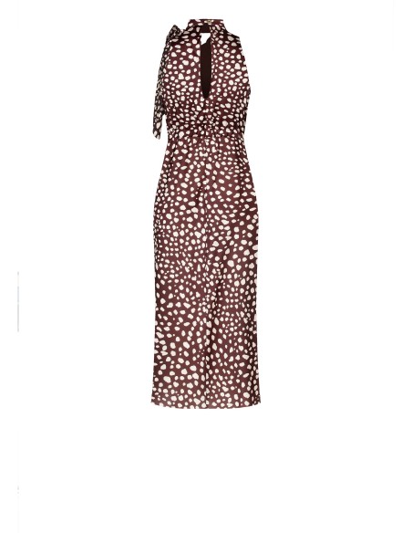 Vestido Midi em Cetim com Decote em V e Laço Rinascimento