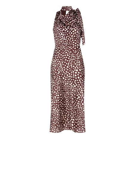 Vestido Midi em Cetim com Decote em V e Laço Rinascimento