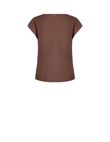 Top transpassado em mistura de viscose ligeiramente amarrotada com detalhe de joia Rinascimento