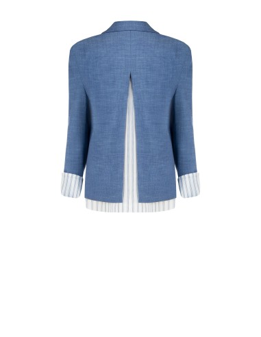 Blazer mélange com fenda nas costas e aplicações de camisa às riscas em cetim Rinascimento