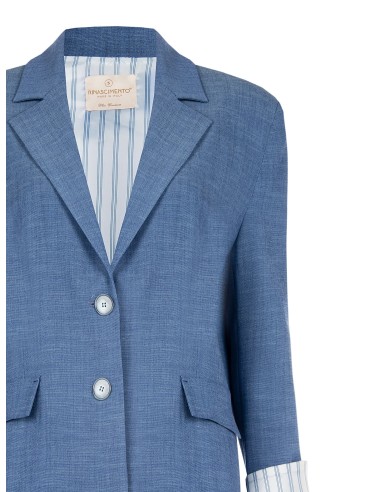 Blazer melange com fenda traseira e inserções de camisa às riscas em cetim Rinascimento