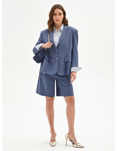 Bermuda em tecido chambray com pinças Rinascimento