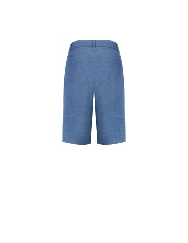 Bermuda em tecido chambray com pregas Rinascimento