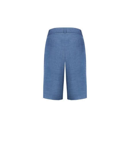 Bermuda em tecido chambray com pregas Rinascimento