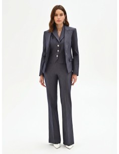 Giacca Blazer Sfiancata In Tessuto Tecnico A Righe Rinascimento - V...