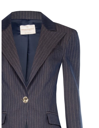Giacca Blazer Sfiancata In Tessuto Tecnico A Righe Rinascimento - V...