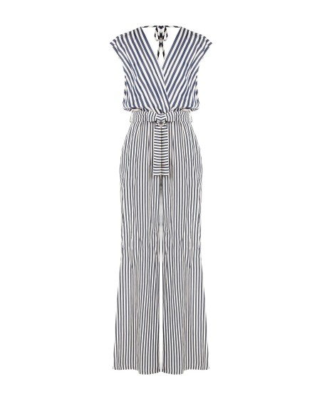 Tuta Intera Palazzo In Misto Viscosa A Righe Con Doppio Scollo A V ...