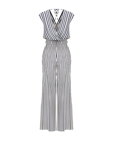 Tuta Intera Palazzo In Misto Viscosa A Righe Con Doppio Scollo A V ...