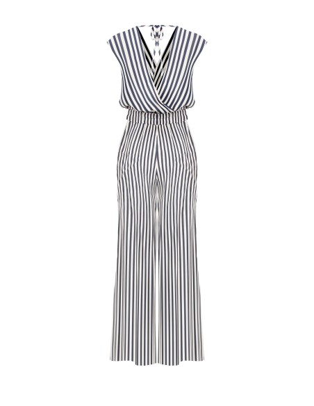 Tuta Intera Palazzo In Misto Viscosa A Righe Con Doppio Scollo A V ...