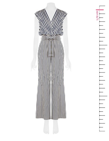 Tuta Intera Palazzo In Misto Viscosa A Righe Con Doppio Scollo A V ...