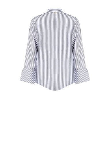 Camisa em mistura de viscose às riscas com maxi punhos e botões ocultos Rinascimento