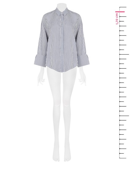 Camisa Em Mistura De Viscose Às Riscas Com Maxi Punhos E Botões Ocultos Rinascimento