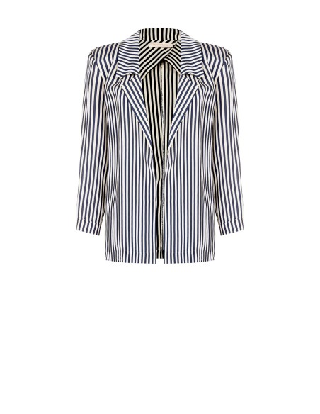 Blazer largo e aberto em mistura de viscose às riscas Rinascimento