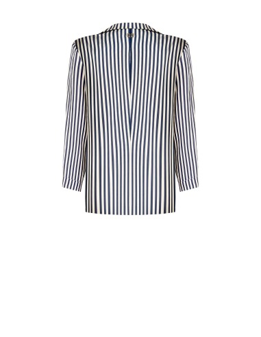 Blazer amplo e aberto em mistura de viscose às riscas Rinascimento